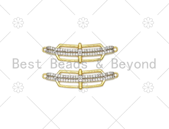 CZ Micro Pave Bow and Arrow Shape Connector, 18K Gold Filled Bow and Arrow Charm, Necklace Bracelet Charm Pendant, 44x12mm, Sku#L619
