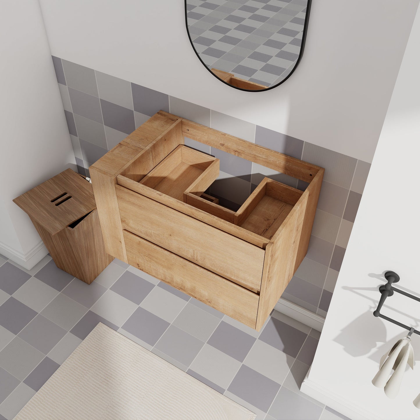 30" Wall Mounting Bathroom Vanity, Soft Close Drawer