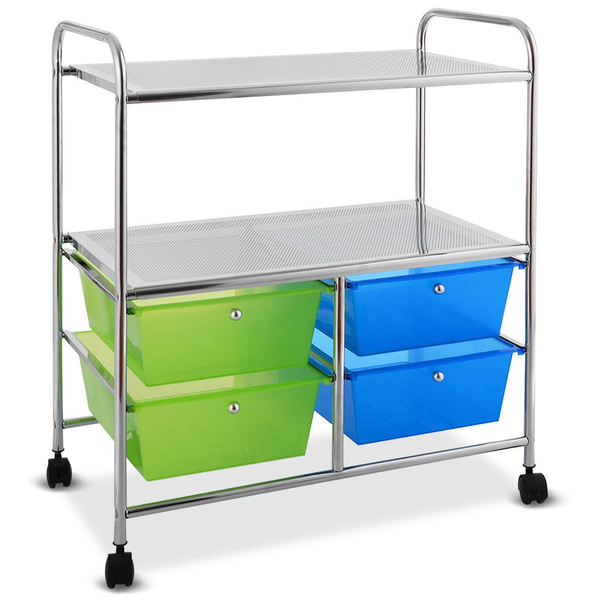 Mobile 4 Drawers Shelves Rolling Storage Cart Rack