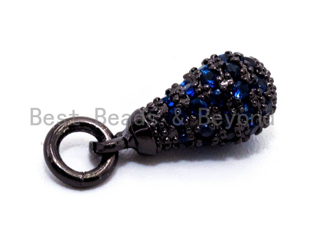 CZ Micro Pave Teardrop Shaped Dangle Charm, Cubic Zirconia Green Blue  Fuchsia Charms&Pendants, Pave Dangle Charms, 6x3mm, sku#F357