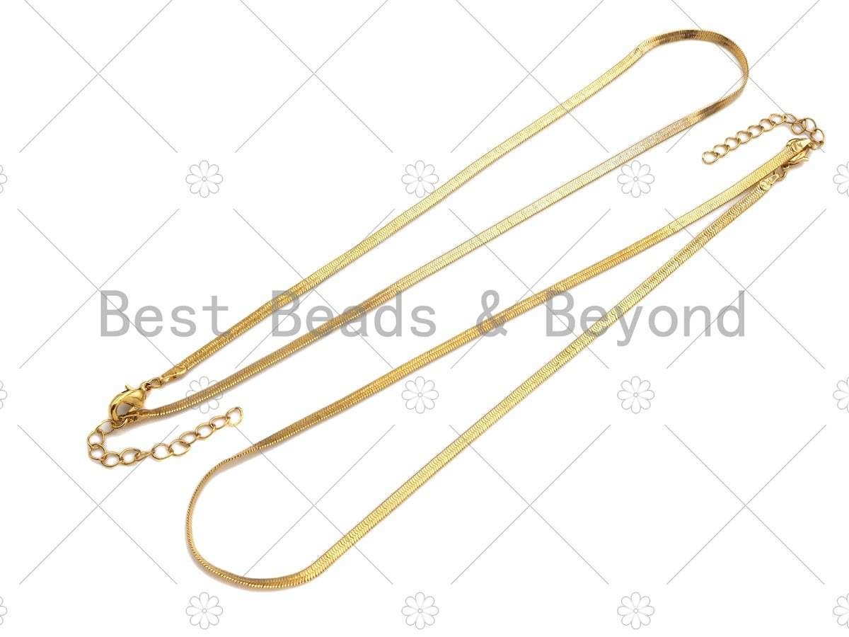 3mm/5mm wide Herringbone Chain Necklace, 18'', Sku#M383