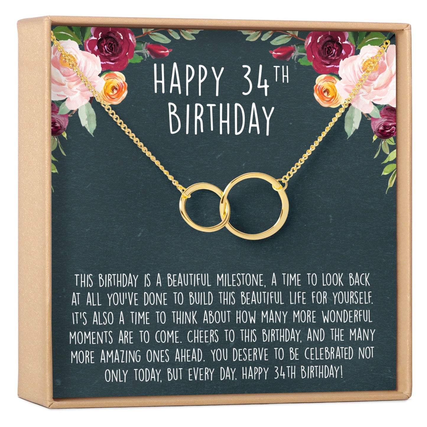 34th Birthday Necklace, Multiple Styles