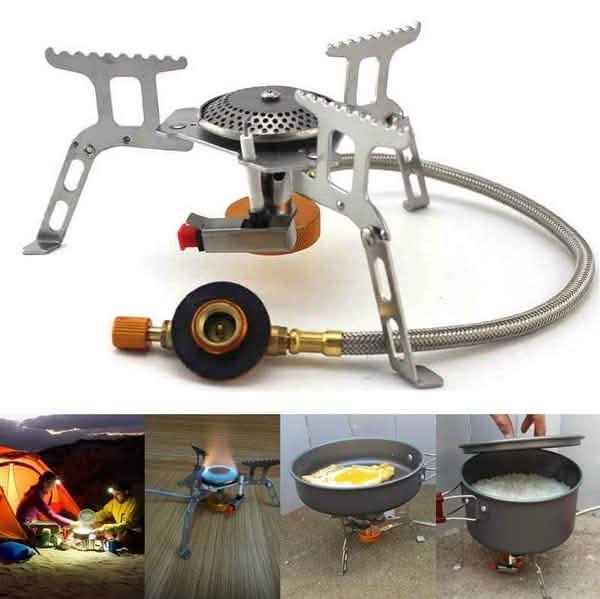 Réchaud de camping portable pliant 3500W en acier pour pique-nique extérieur