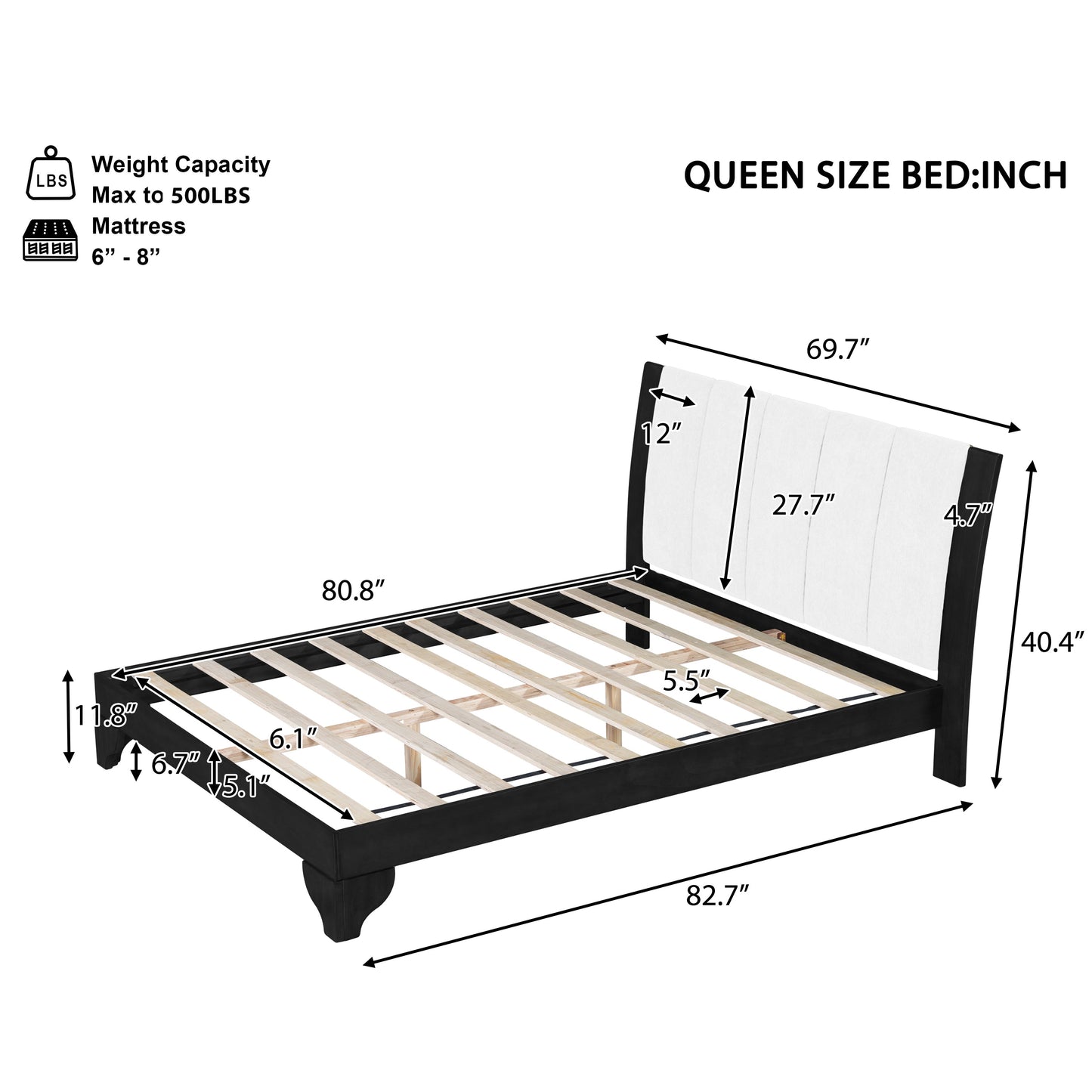 Queen Size Bed Frame in Black and White