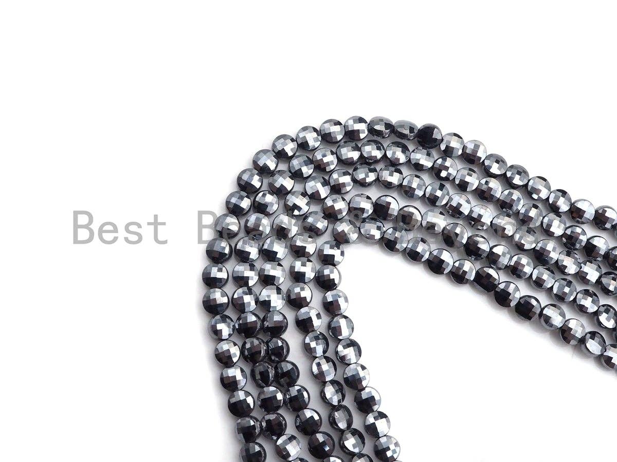 Natural Tera Hertz Checker Board Cut Coin Shape beads, 4mmTu