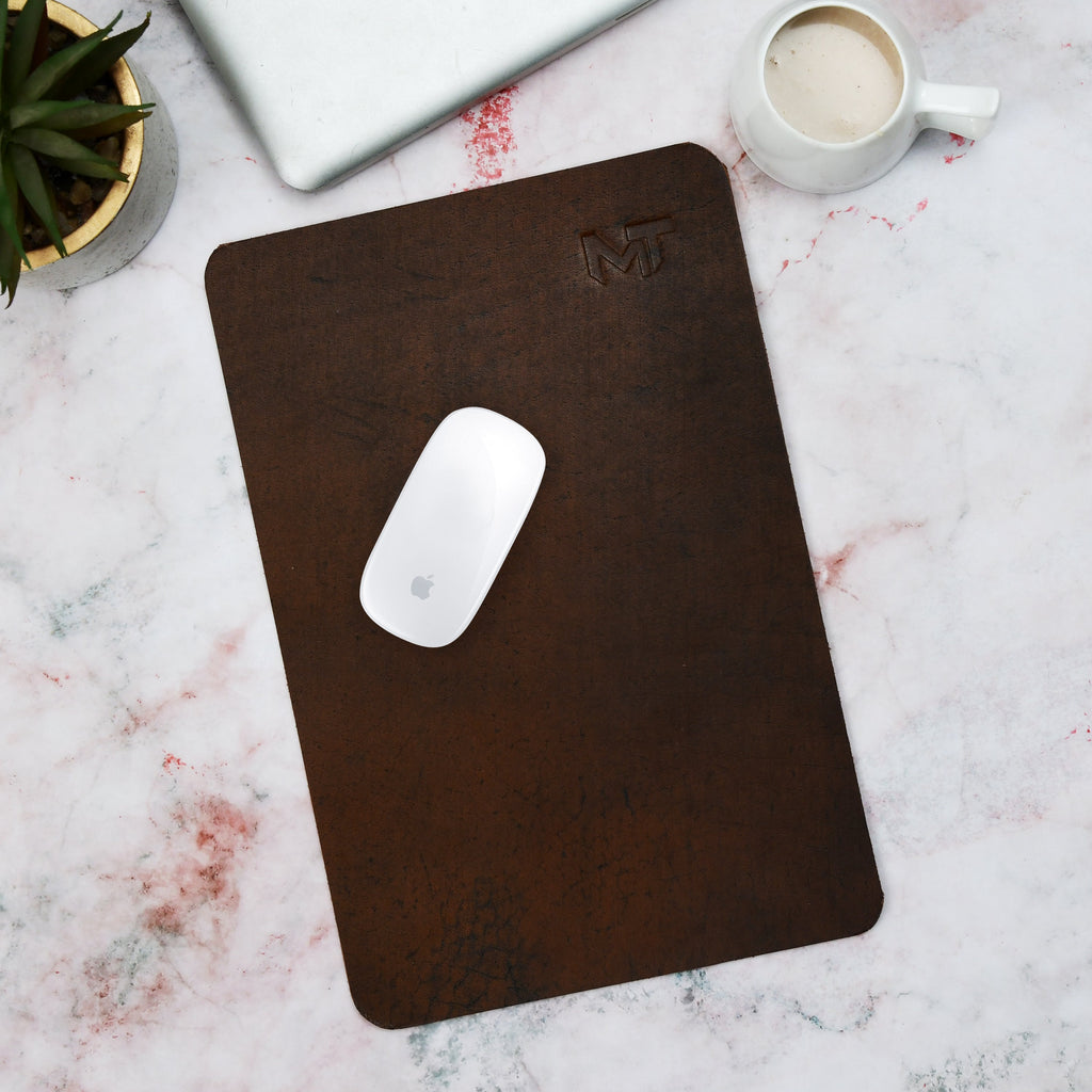 Tapis de bureau et de souris en cuir Espresso Elegance