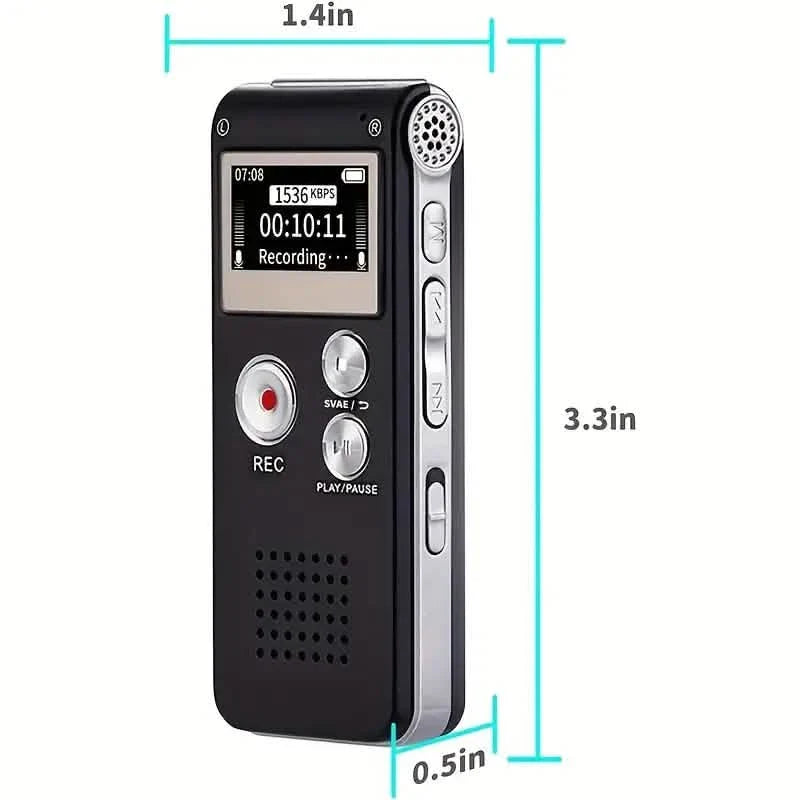 Enregistreur vocal numérique et lecteur MP3 8 Go – Audio portable pour les réunions et les conférences