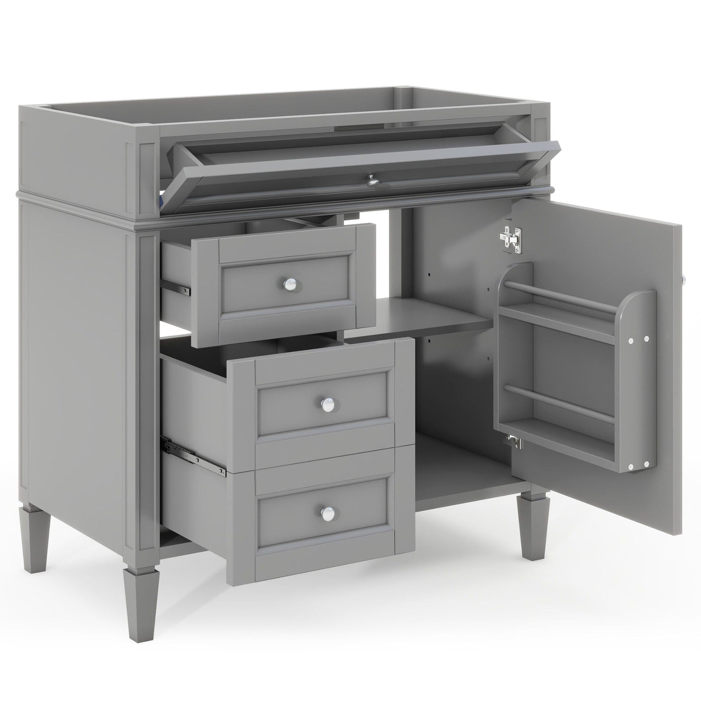 Bathroom Vanity With 2 Drawers and Tip-Out Storage Cabinet
