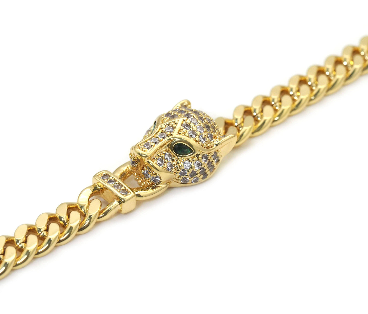 CZ Leopard Pather Head Chain Bracelet, Sku#JL167