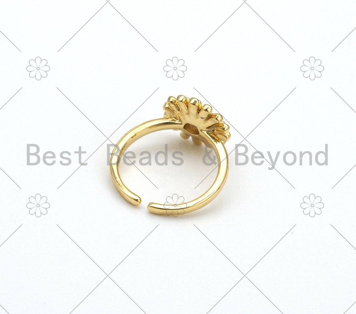 Colorful Enamel Sunflower Adjustable Ring, Sku#X262