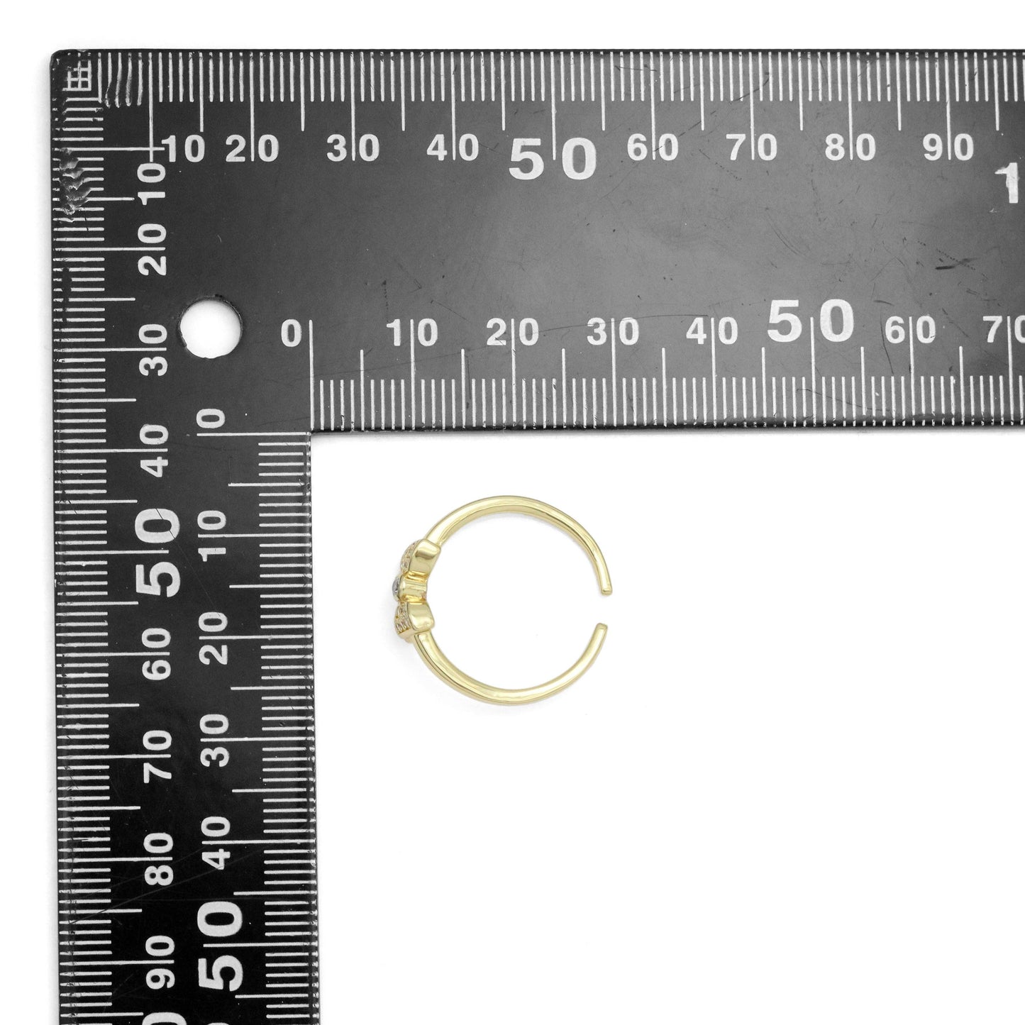 Gold Silver Clear CZ Bow Adjustable Ring, Sku#A322