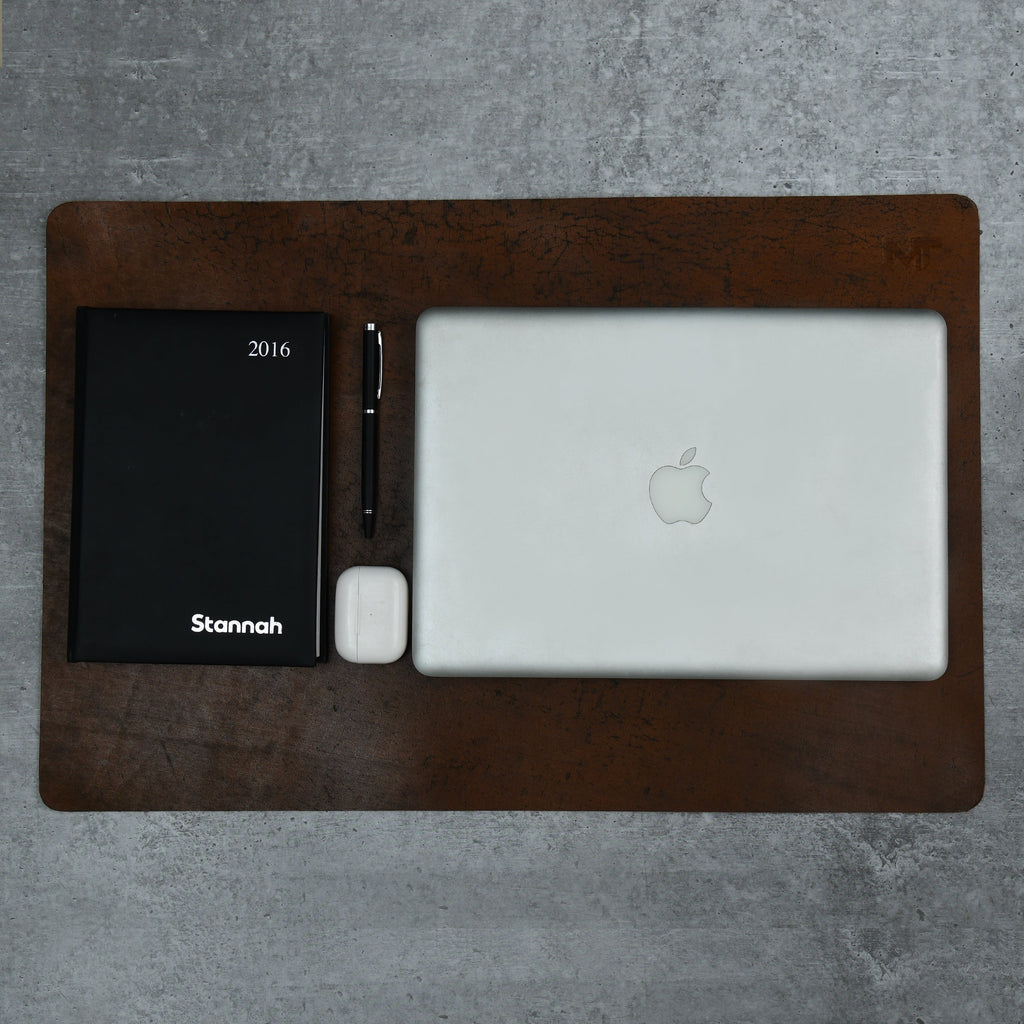 Tapis de bureau et de souris en cuir Espresso Elegance