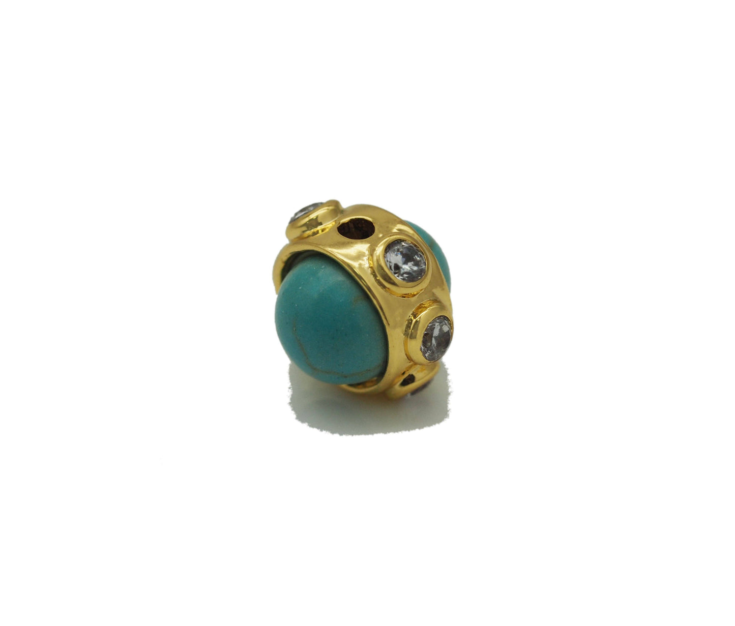 Gold Turquoise Blue Spacer Bead, Sku#Y713