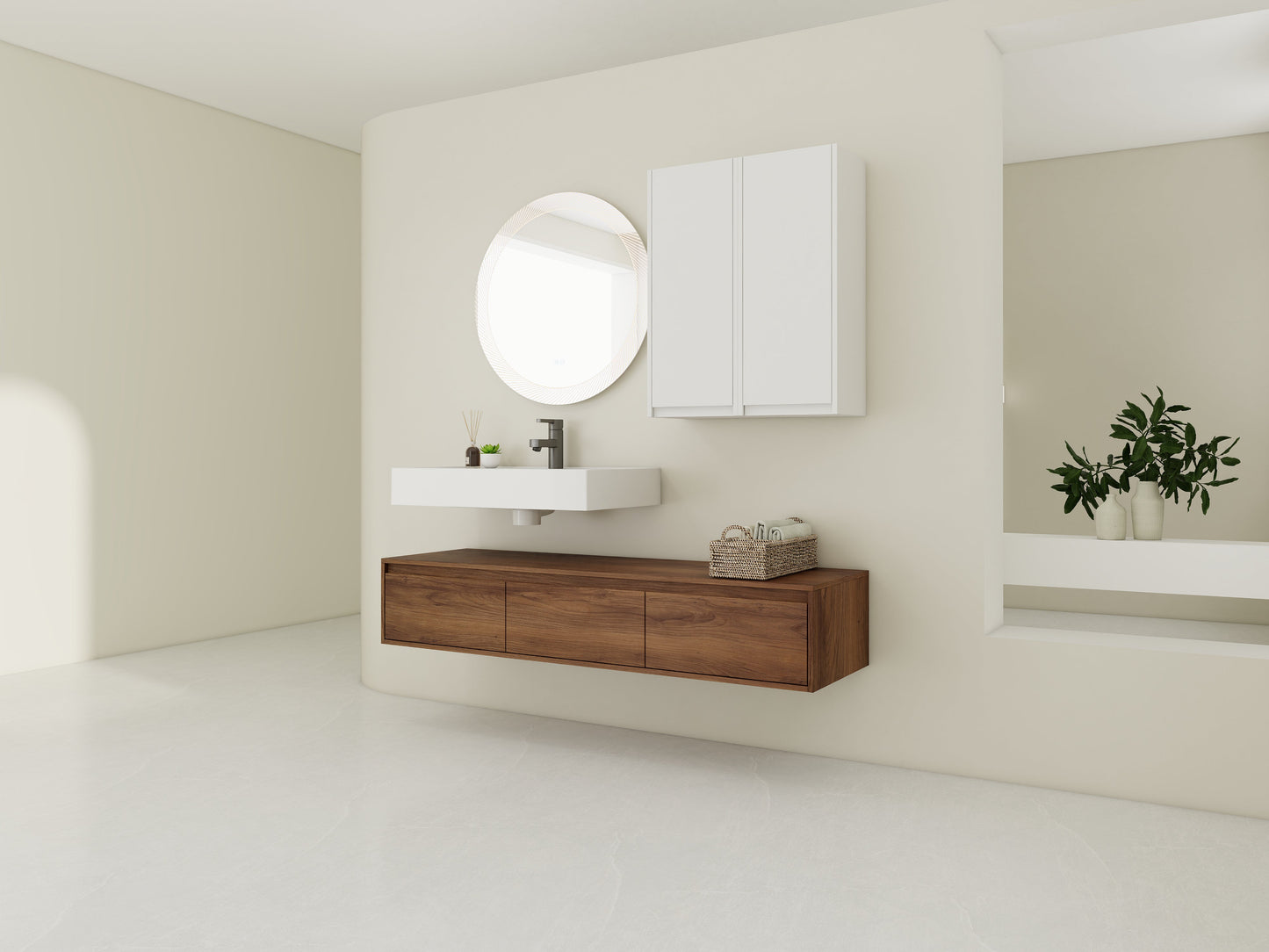 60 Inch Wall-Mounted Bathroom Vanity