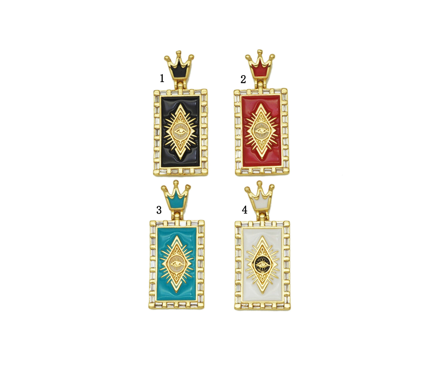 CZ Enamel Evil Eye Pendant, Sku#JL75