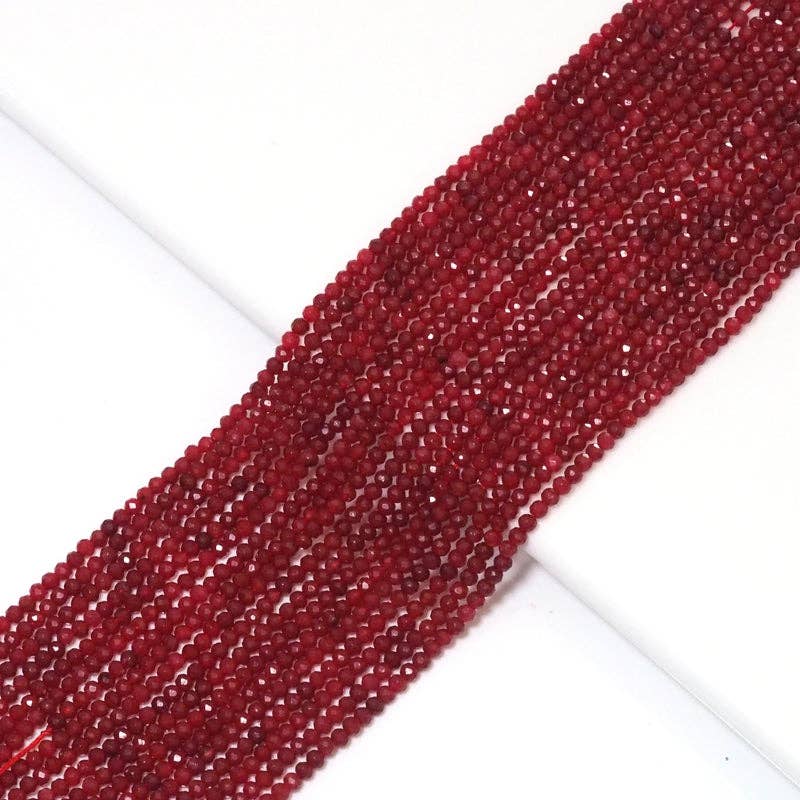 Ruby Jade Fine Cut Round Faceted Beads, Sku#U1502