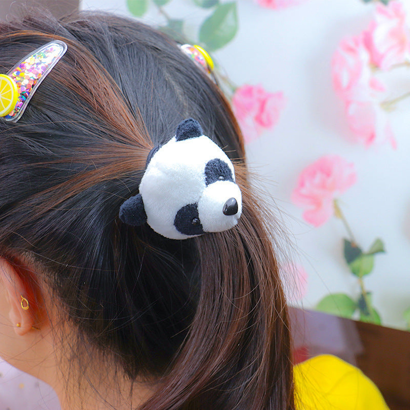 Cute Fat Pierced Panda Headband Korean Style Girls Plush Panda Doll Brooch Headband Headband