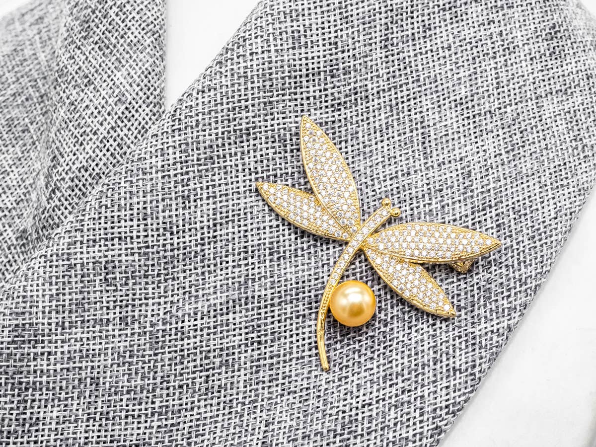 Gold plated Pave dragonfly Brooch Jewelry, P24