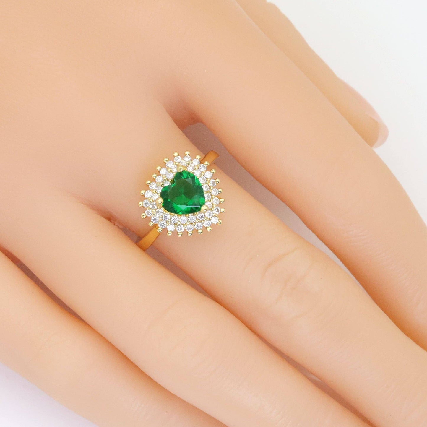 Clear Green Purple Pink Heart CZ Adjustable Ring, Sku#LX495