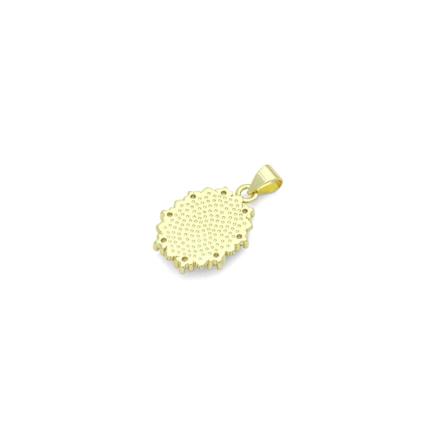 Clear CZ Gold Virgin Mary On Oval Picture Frame Charm Pendant, Sku#LK1204