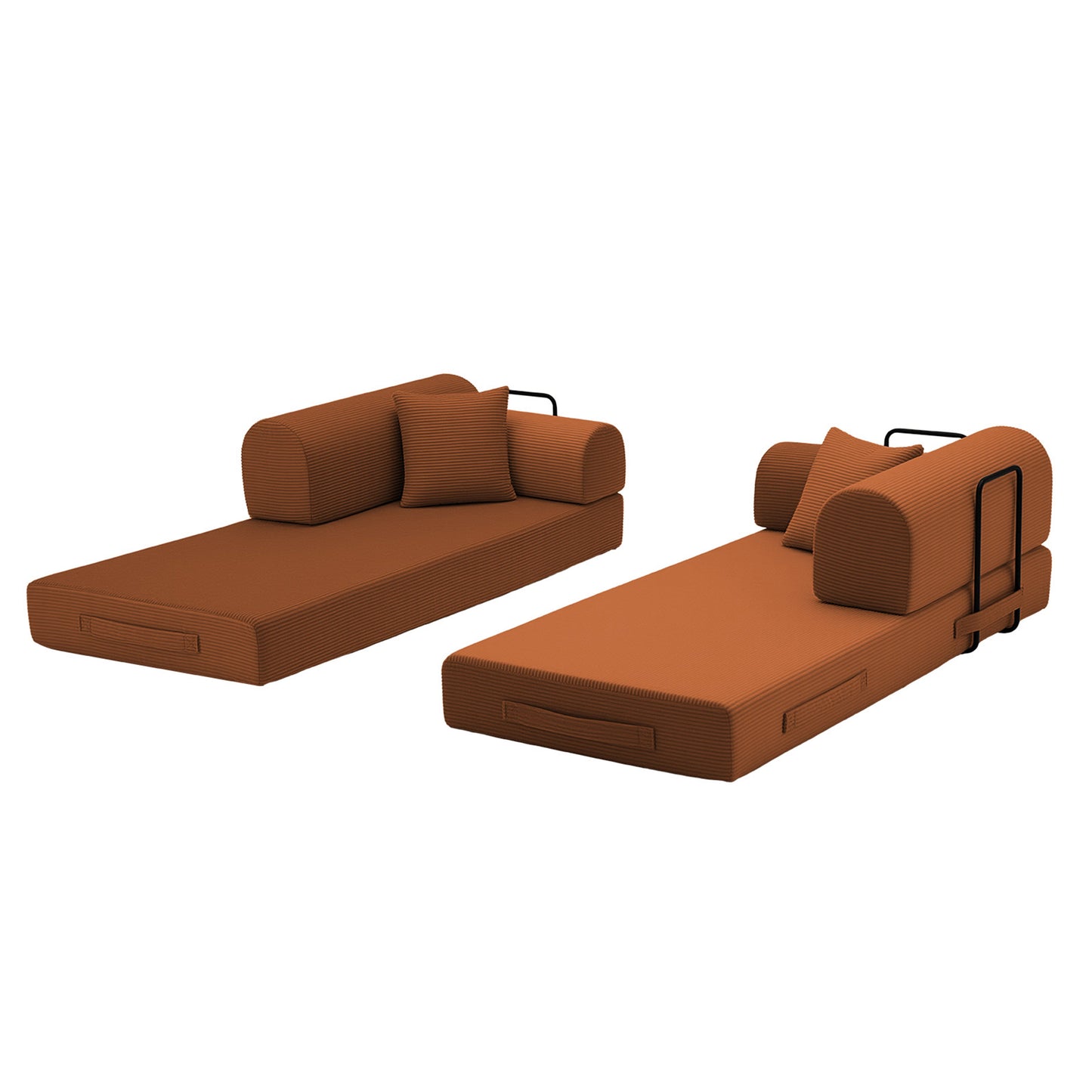 Convertible Sleeper Sofa Bed in Orange