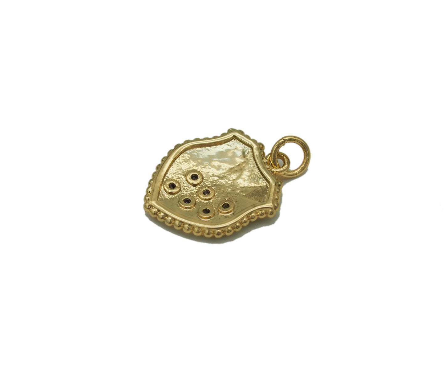 CZ Gold Tree On Shield Charm, Sku#F1479C