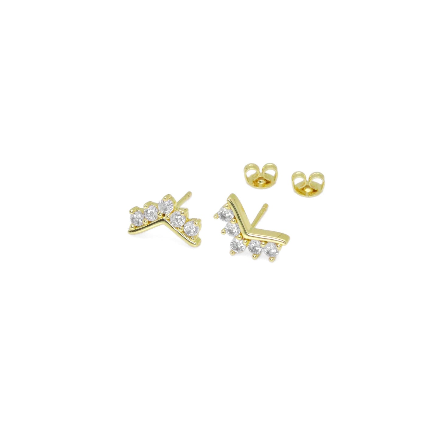 Gold Shape V Wing Shape Stud Earrings, Sku#A167