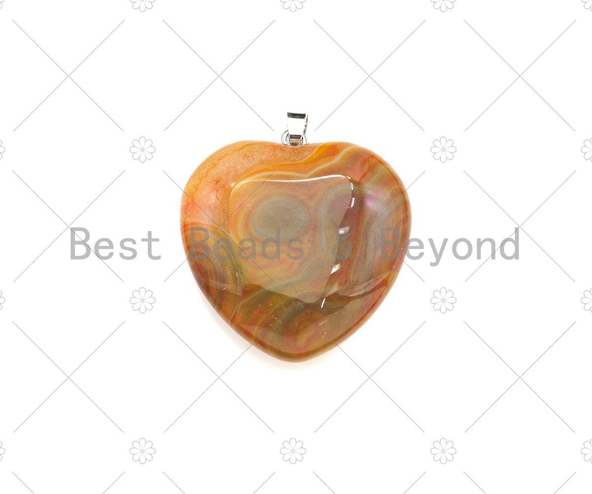 High Quality Natural Druzy Agate/Tiger Eye/Banded Agate Heart Pendant, Necklace Pendant, 40mm,Sku#YK17