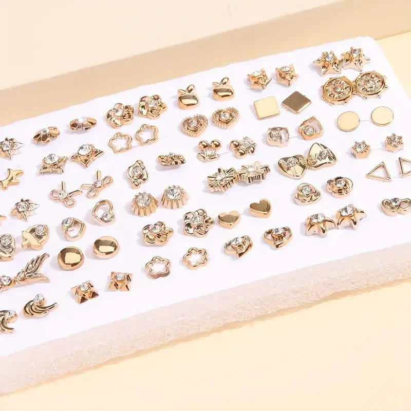 36 paires : Ensemble de boucles d'oreilles tendance pour femme - Assortiment cœurs, fleurs, formes géométriques et bien plus