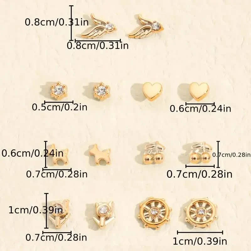 36 paires : Ensemble de boucles d'oreilles tendance pour femme - Assortiment cœurs, fleurs, formes géométriques et bien plus