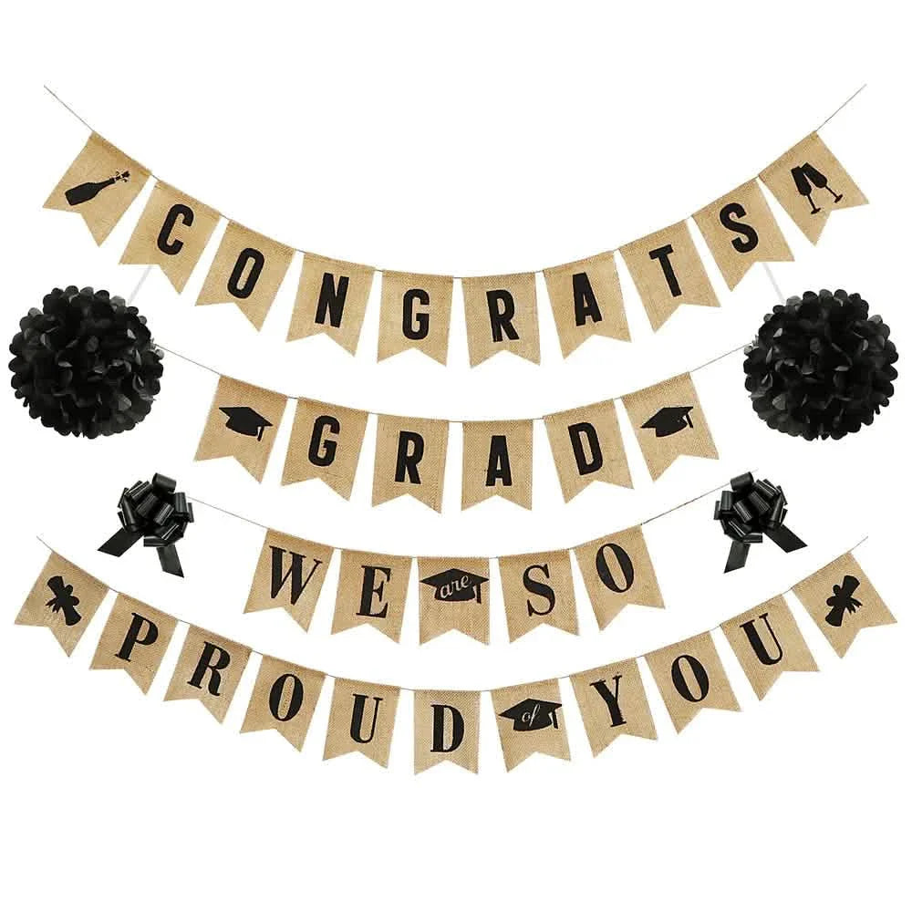 36 pièces : Bâche « Congrats Grads » + Bâche « We Are So Proud of You »