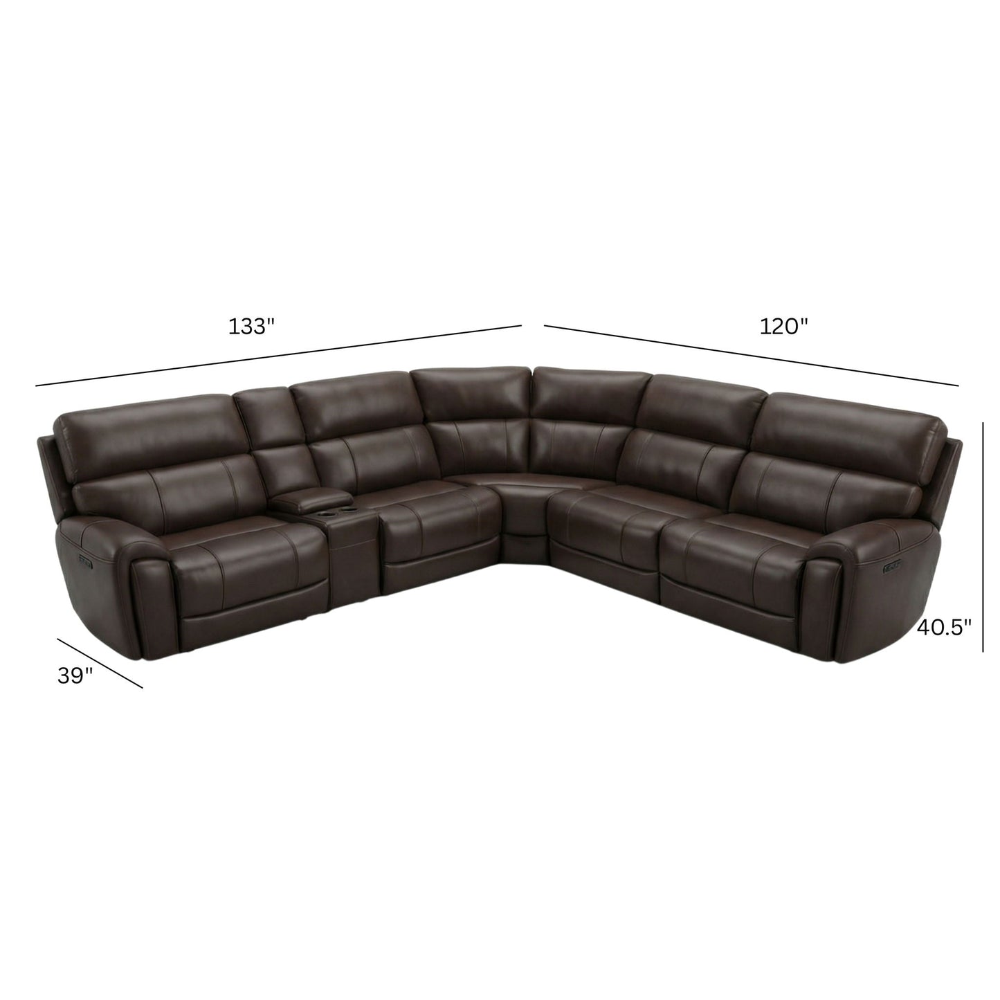 Brazil - Power Sectional With Adjustable Headrest & Footrest - Dark Brown