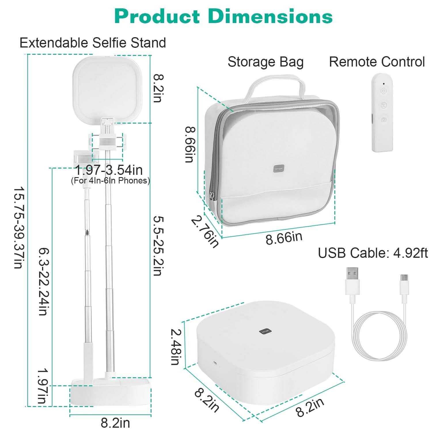 360° Rotatable Dual Phone Holder with Rechargeable Wireless Remote V8