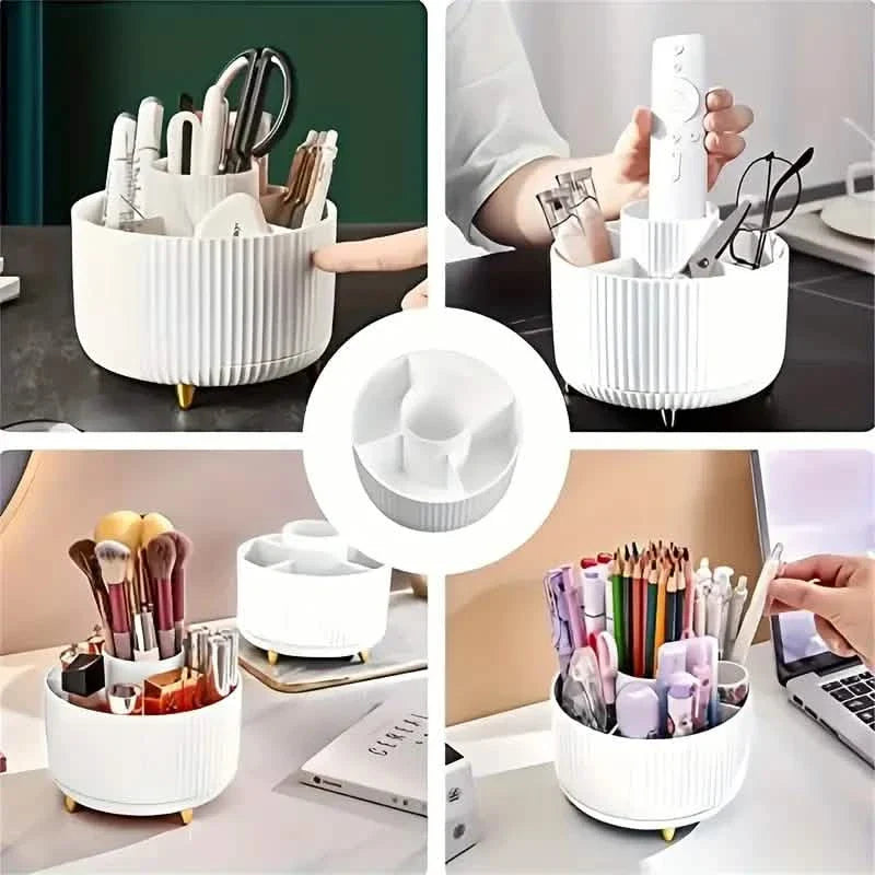 360° Rotating Makeup Organizer Holder for Brushes, Lipsticks, Skin Care & More