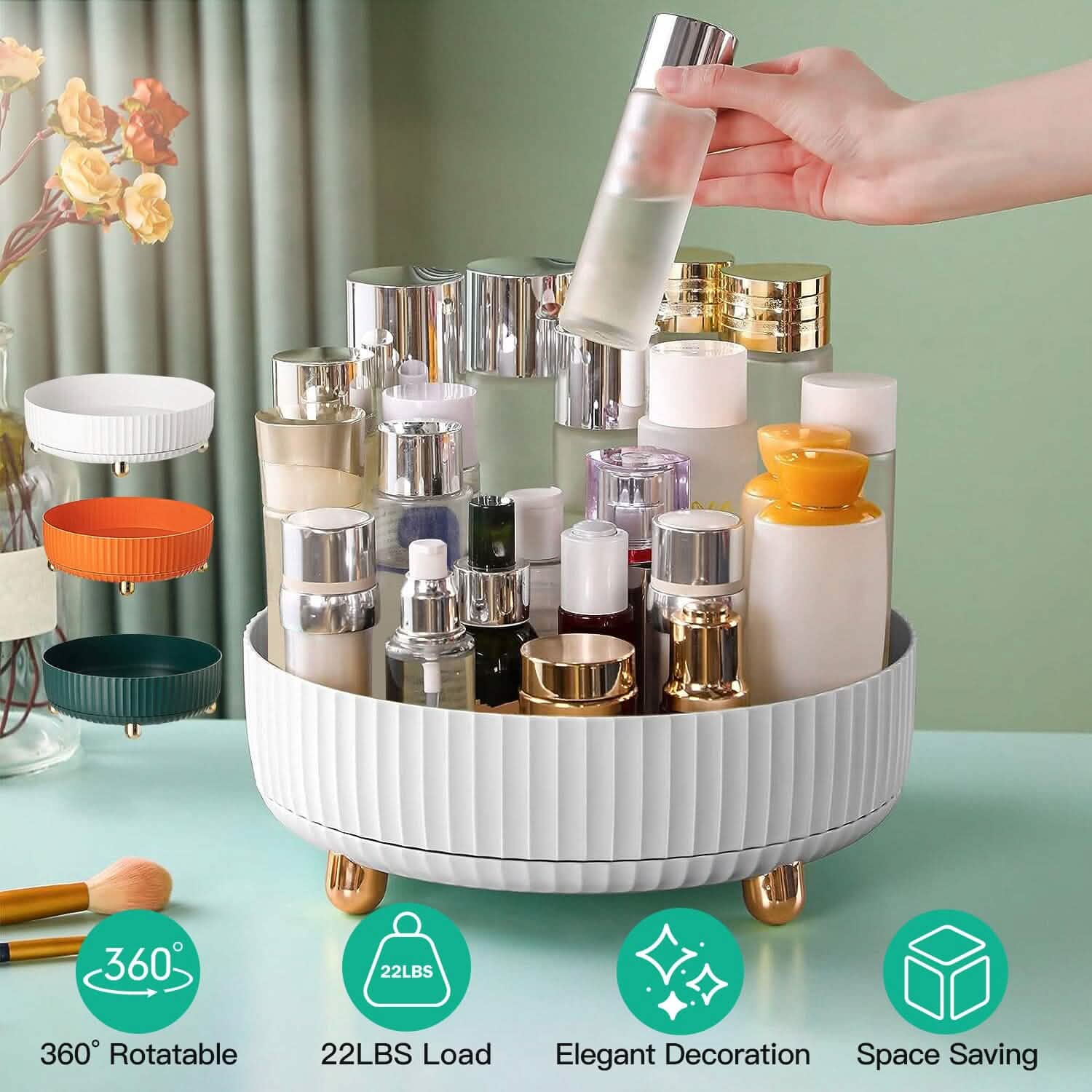 Plateau de rangement cosmétique à parfum rotatif à 360° Charge de 10 kg