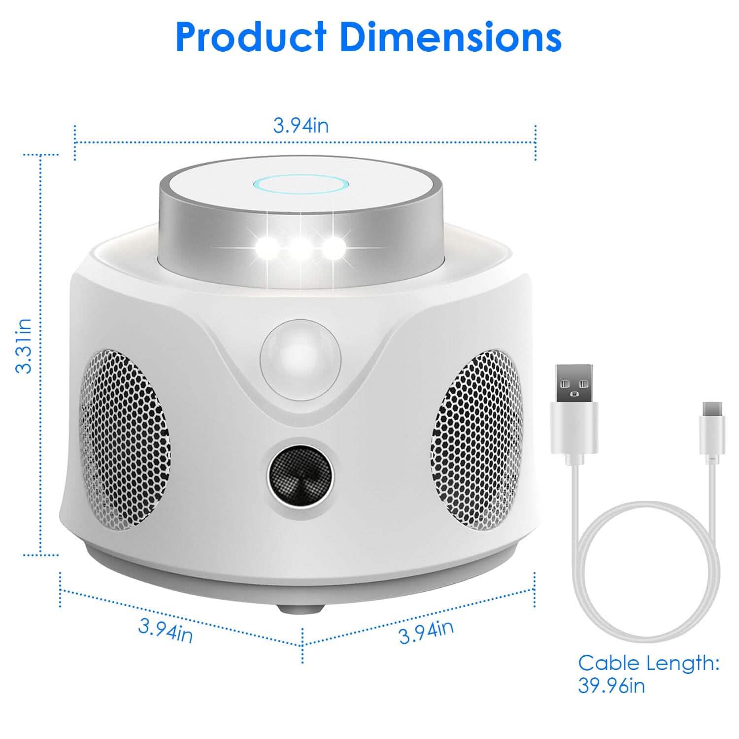 Répulsif anti-souris ultrasonique 360° pour l'intérieur avec 3 modes et 9 lumières stroboscopiques