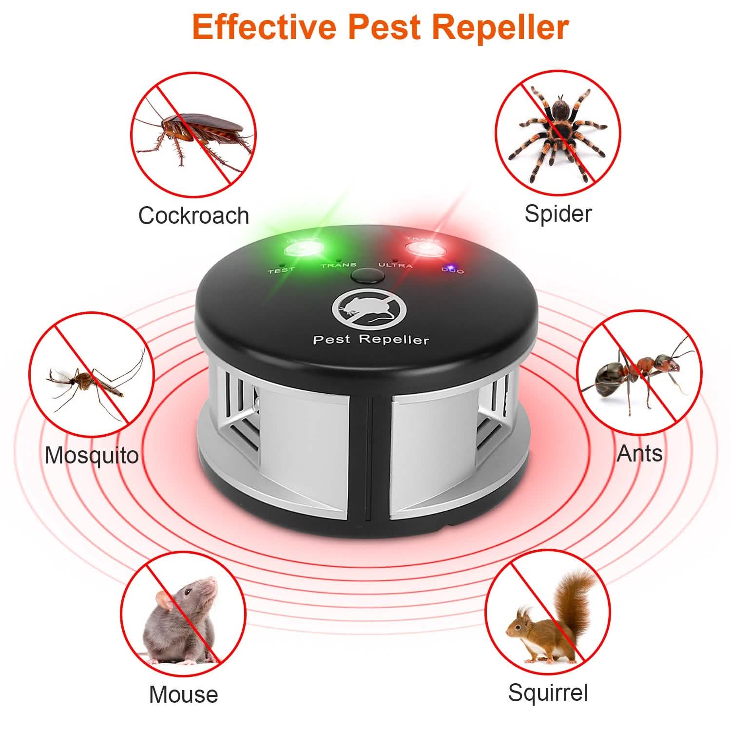 Répulsif antiparasitaire électronique 360° à ultrasons à brancher
