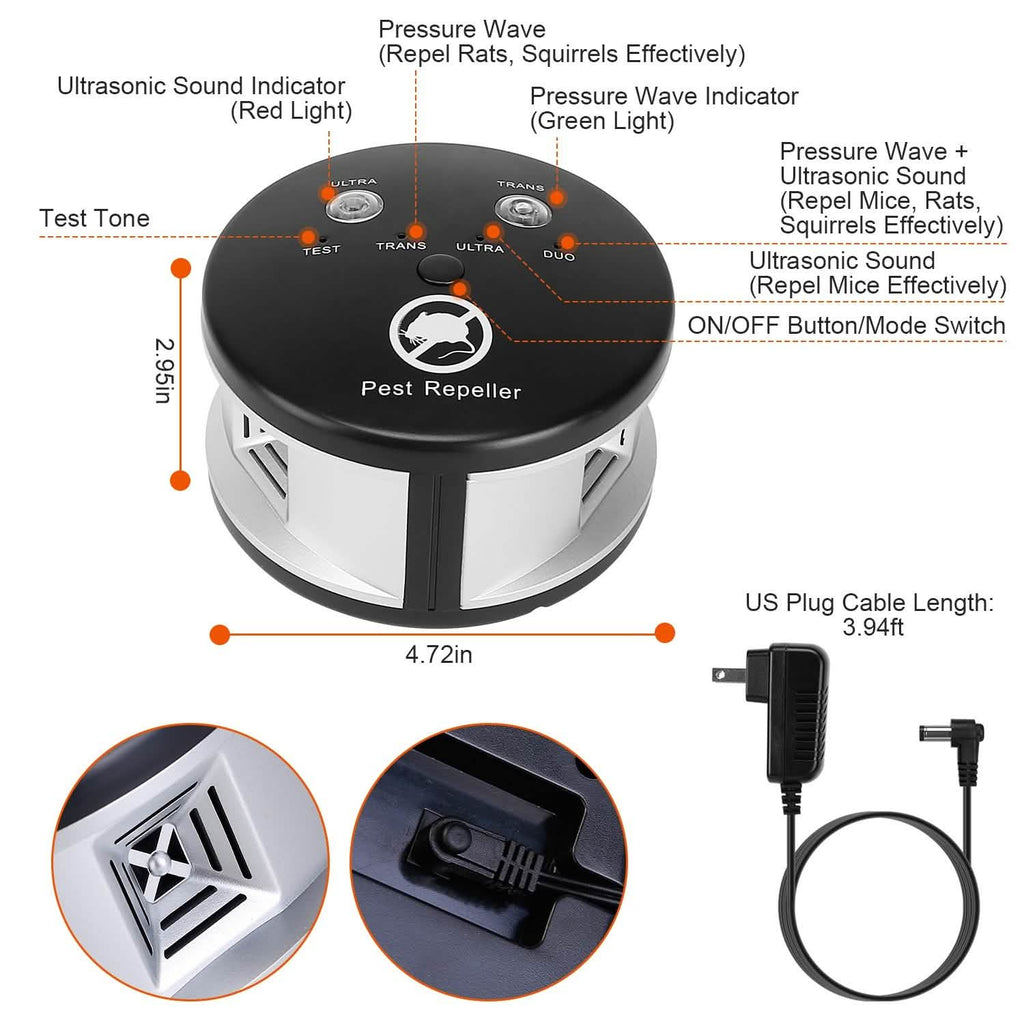 Répulsif antiparasitaire électronique 360° à ultrasons à brancher