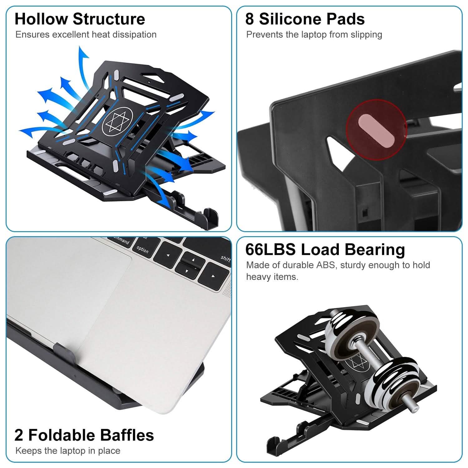 360º Rotating Laptop Riser Stand with Phone Stand 8 Level Adjustable Height