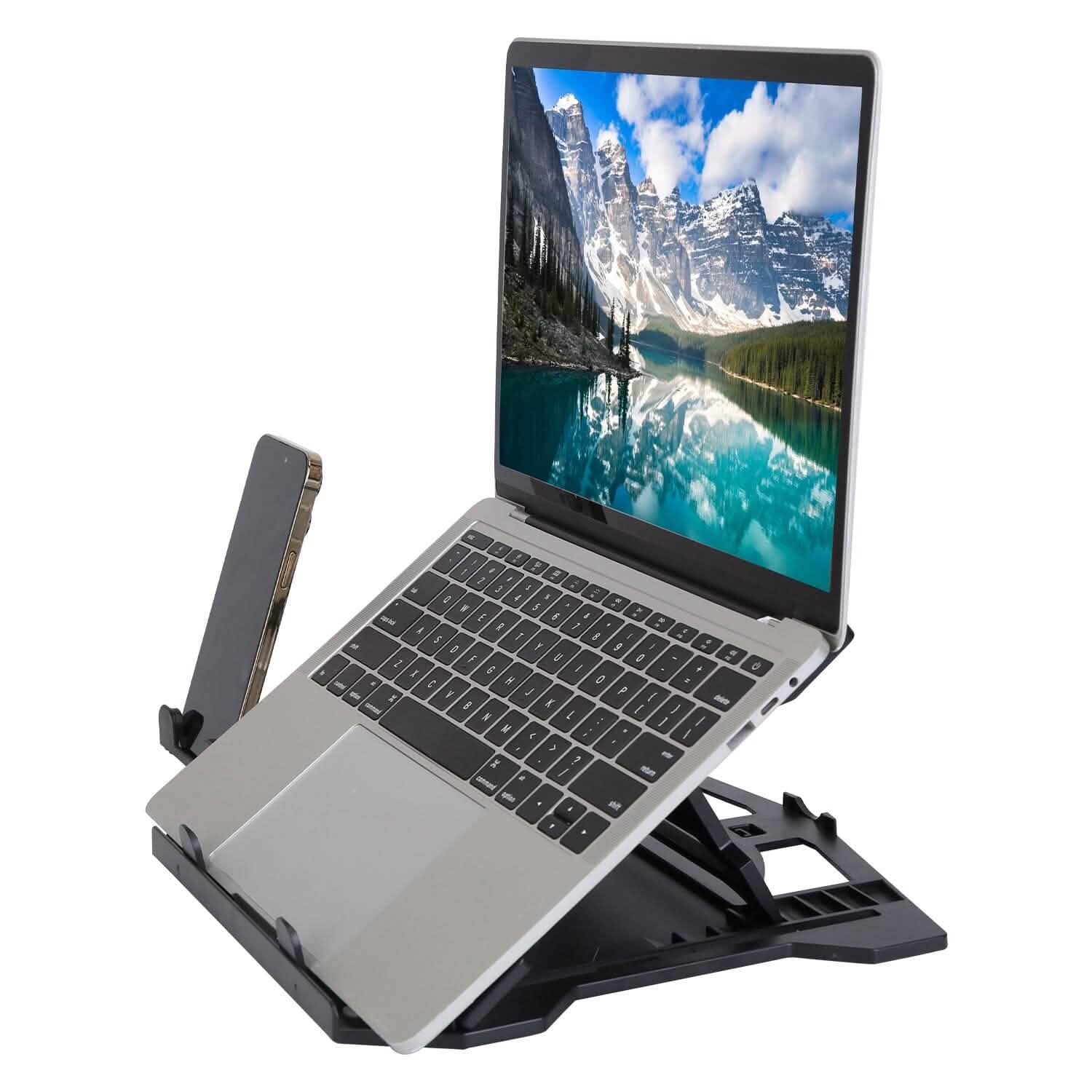 360º Rotating Laptop Riser Stand with Phone Stand 8 Level Adjustable Height