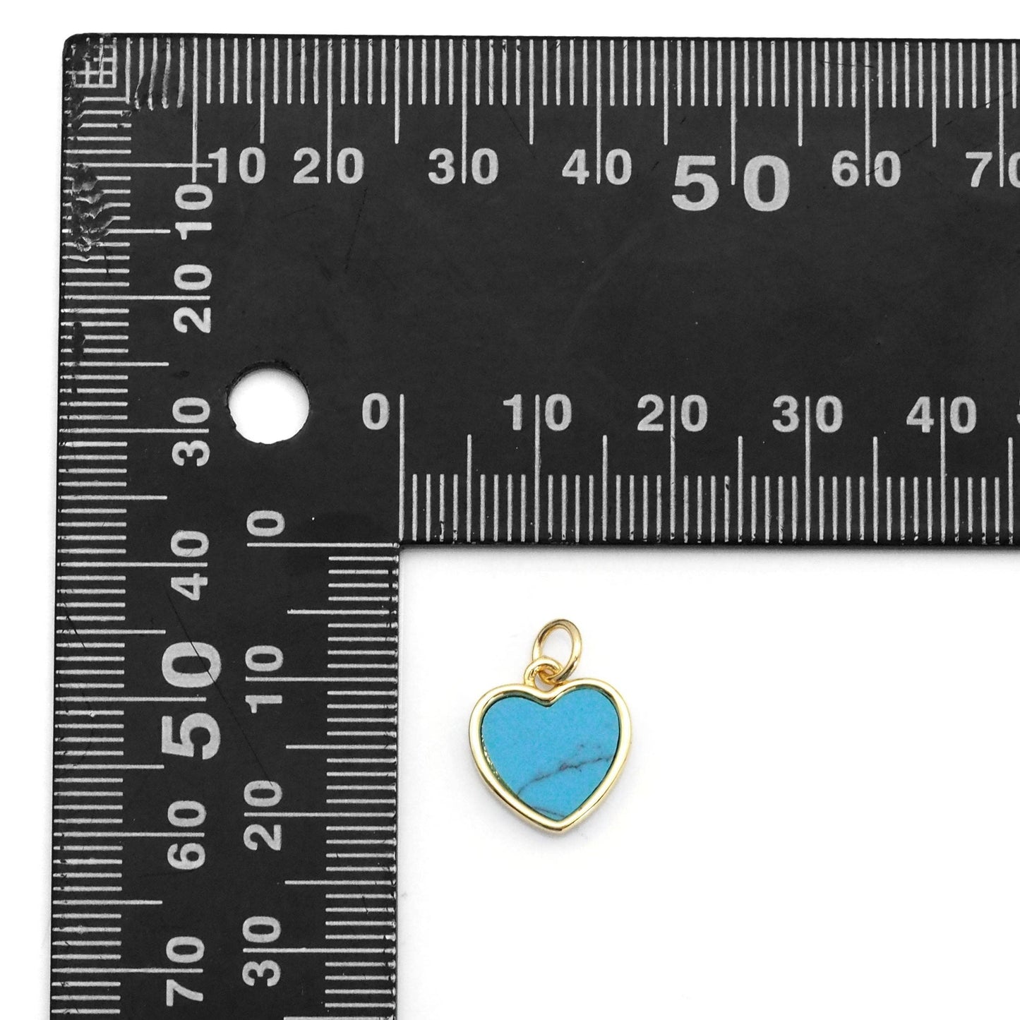 White mother of pearl Red black turquoise green Heart Charm, Sku#LX221