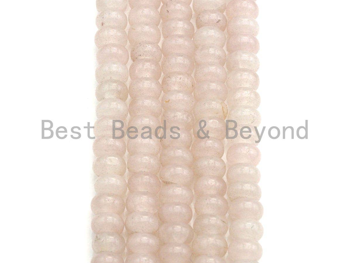 2mm Large Hole Natural Rose Quartz Beads, Rondelle Smooth 6x10mm/5x8mm, 8" Long Strands, sku#U723