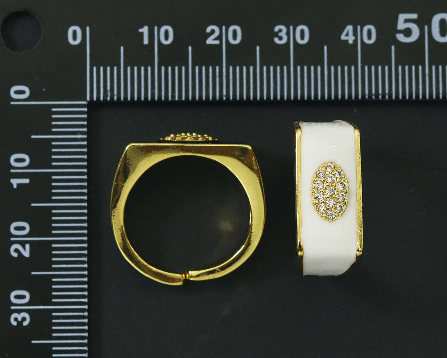 CZ Enamel Evil Eye Band Ring, Sku#JL101