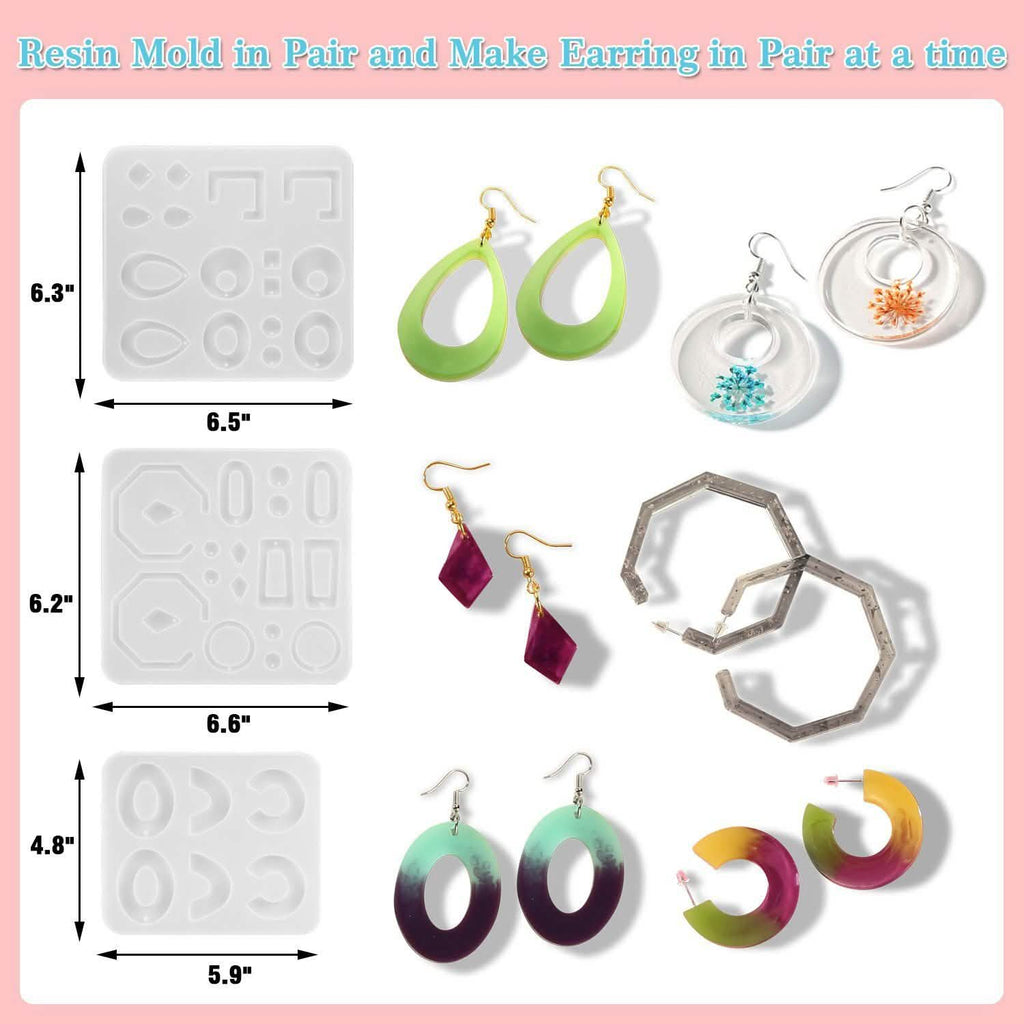 366-Pieces: Jewelry Making Silicone Earring Necklace Pendant Resin Casting Molds