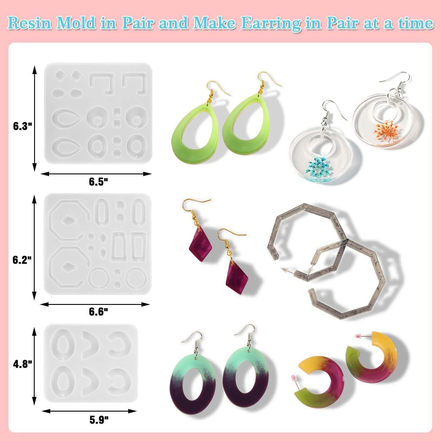 366-Pieces: Jewelry Making Silicone Earring Necklace Pendant Resin Casting Molds