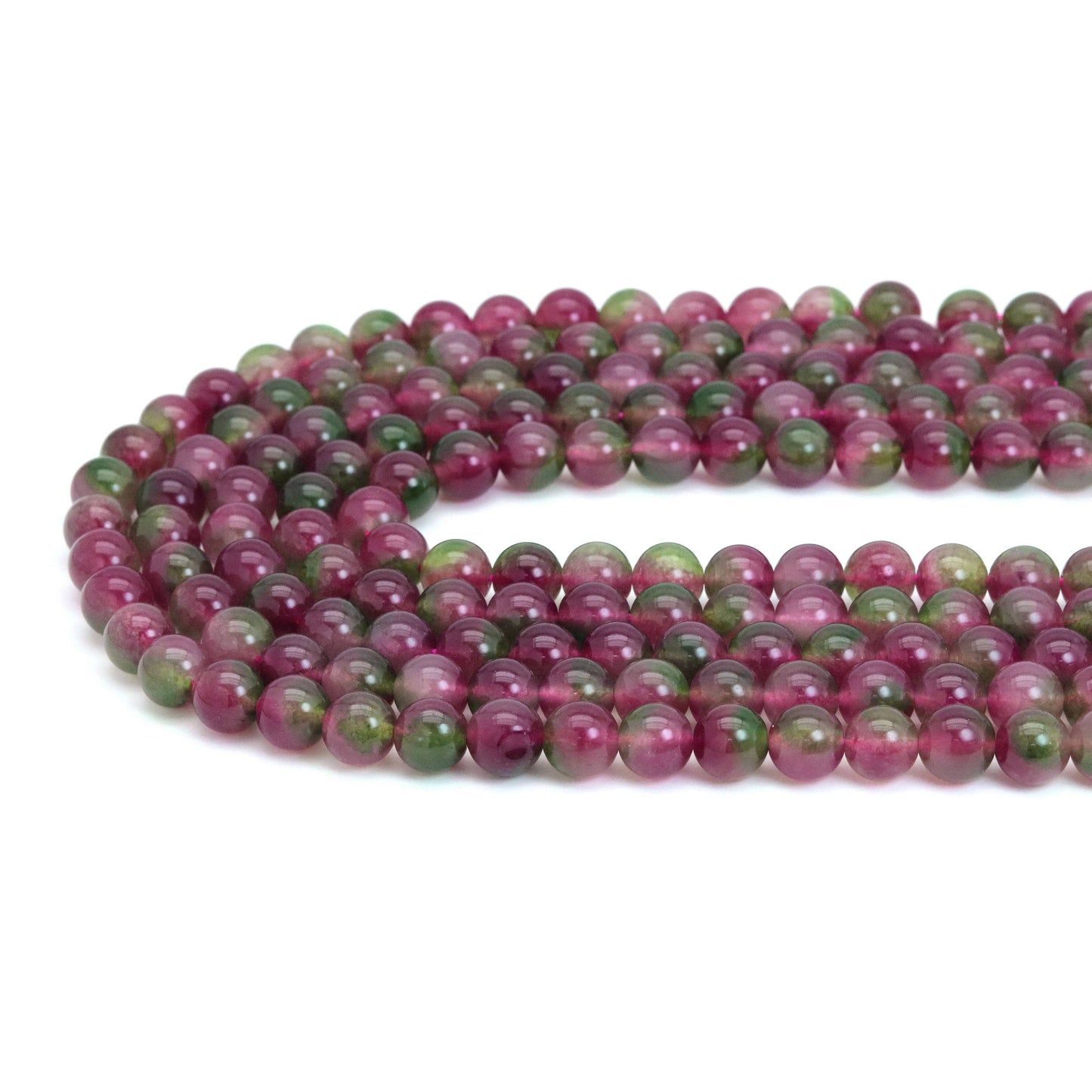 Red Green Jade Round Smooth Beads, Sku#U2018