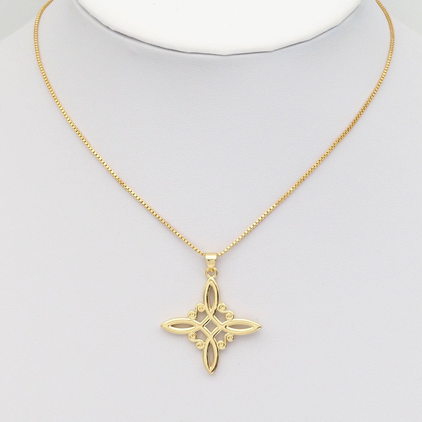 Gold Chinese Knot Flower Shape Charm, Sku#LK827