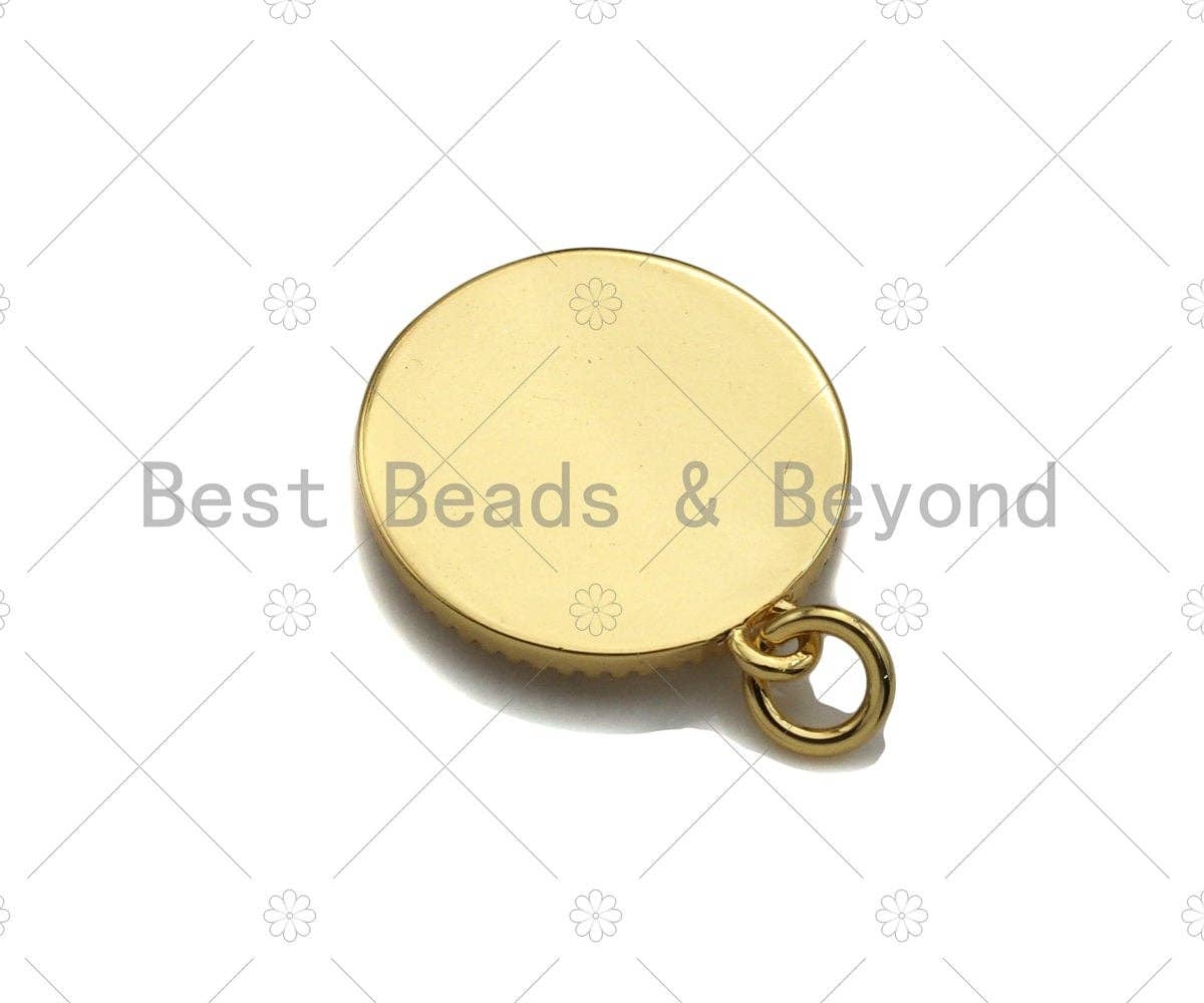 Angel Wing On Round Coin Charms, 15/19mm, Sku#Z1177