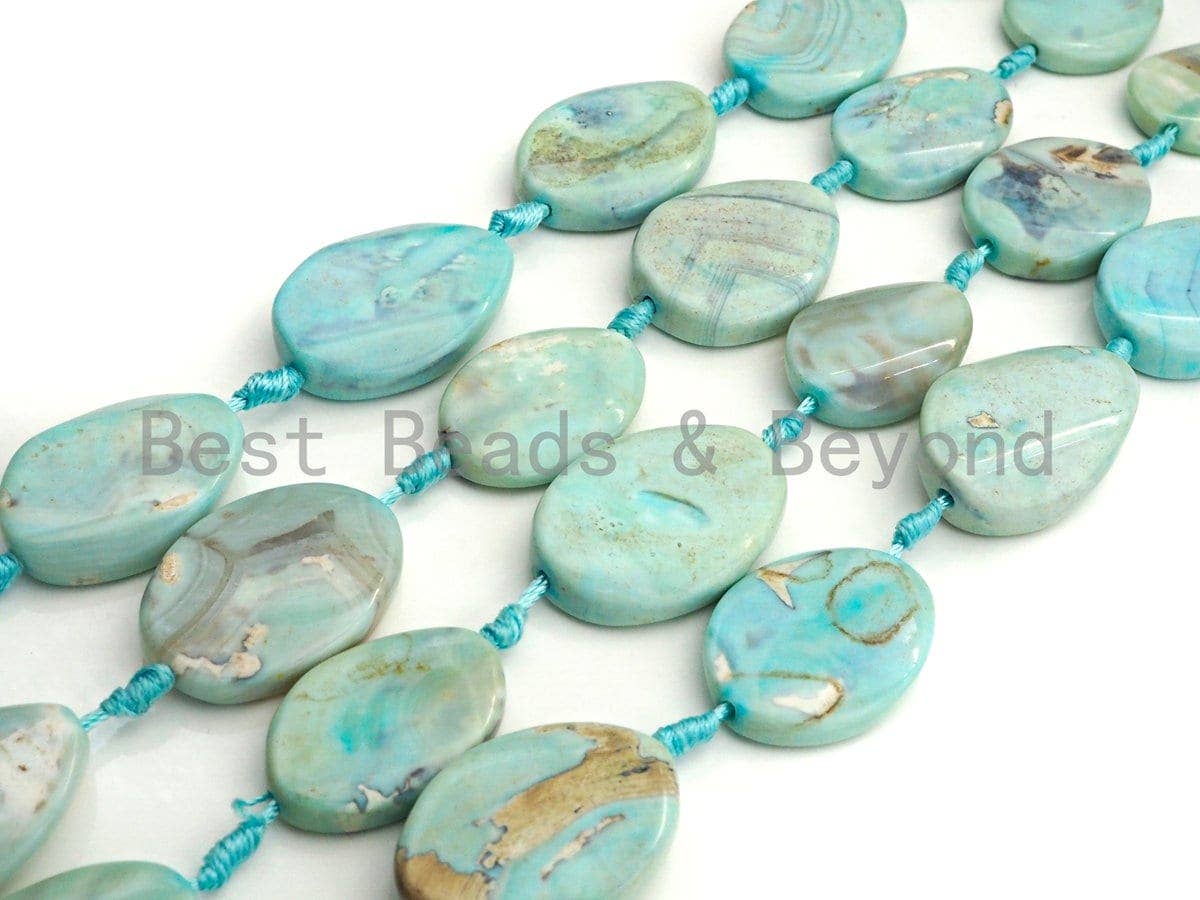 Natural Turquoise Blue Agate Oval Drop Shape Spacer Beads, Blue Agate Spacer Beads, 20x30mm/25x35/32x41mm, sku#U879