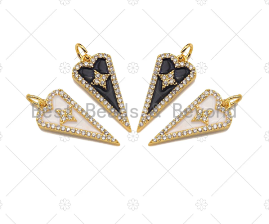 Gold Filled CZ North Star Triangle Charm, Sku#Z1358C
